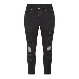 Brave Soul Mens Washed Biker Skinny Jeans / Charcoal